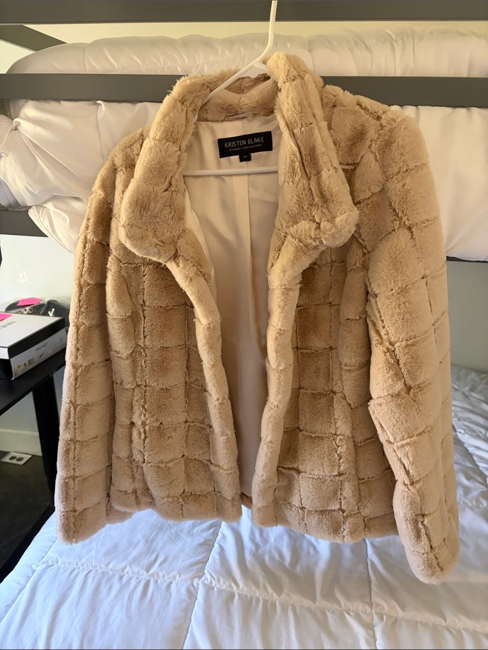 Kristen Blake Beige Faux Fur Teddy Coat